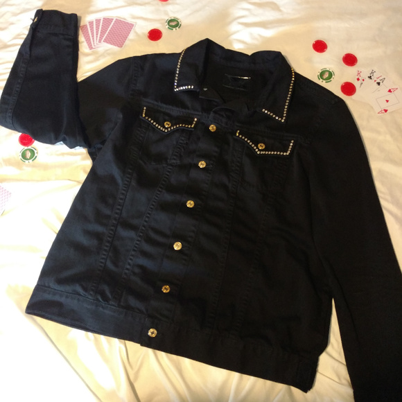 Robins Jean Black Denim Jacket W Bling 